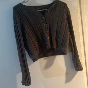 Wildfable Size: Large Cropped Green Cardigan Sweater